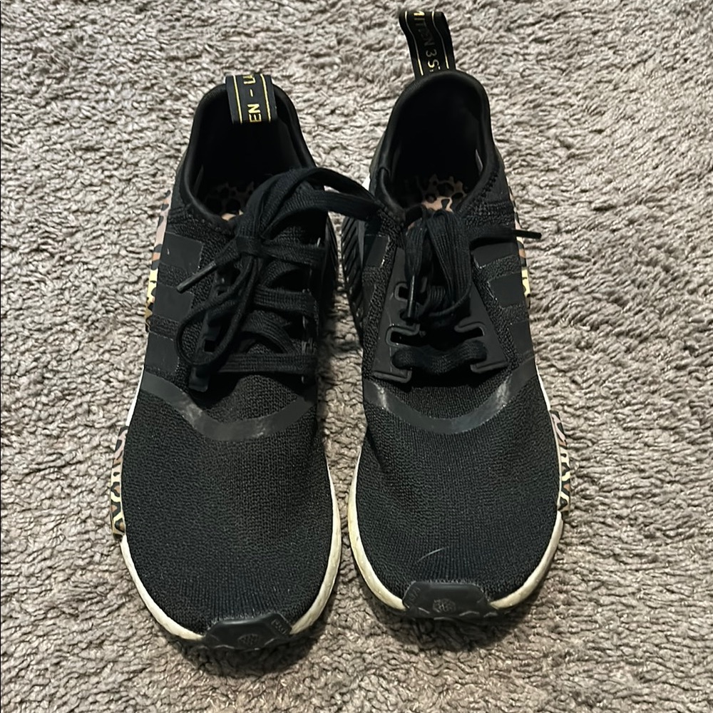 Adidas Black Sneakers with Leopard Print